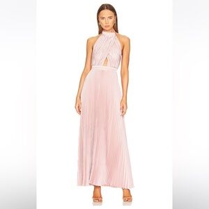 L'IDÉE Renaissance Pleated Open Back Halter Gown